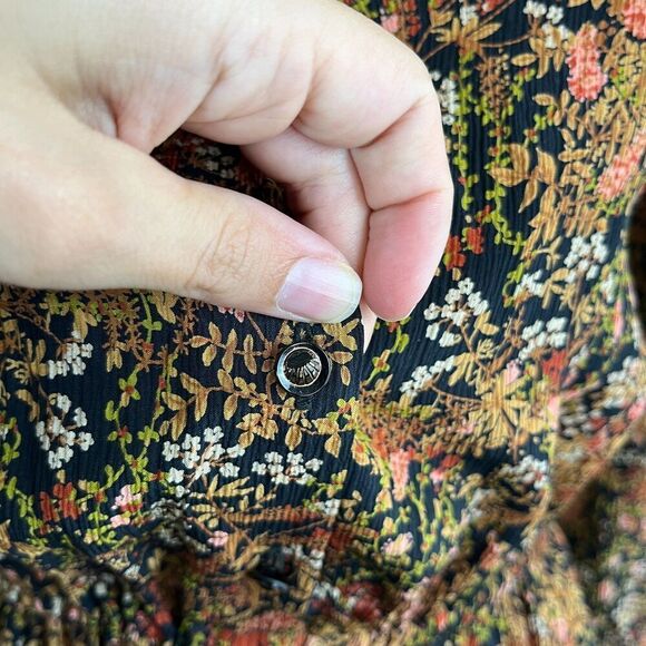 Vintage Norma Walter Women's Size 4 Floral Crepe Silk Ruffle Midi Dress Peasant - Picture 14 of 14